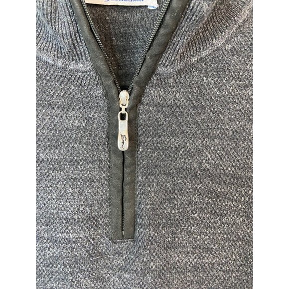 Tommy Bahama men's large grey long sleeve 1/4 zip knit pullover mock neck - Picture 2 of 6
